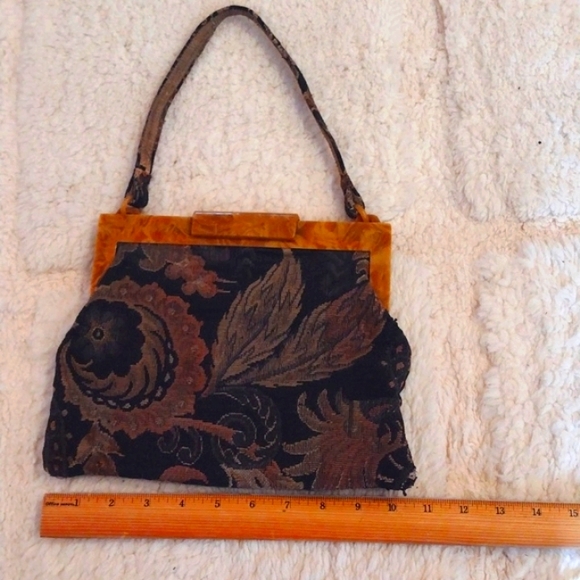 Vintage Floral Carpet Tapestry Handbag Purse - Picture 10 of 11